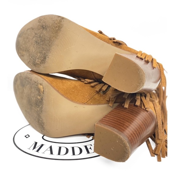 Steve Madden Newporte Fringe Western Ankle Bootie Chestnut Suede Size 6 Boho - Picture 8 of 10